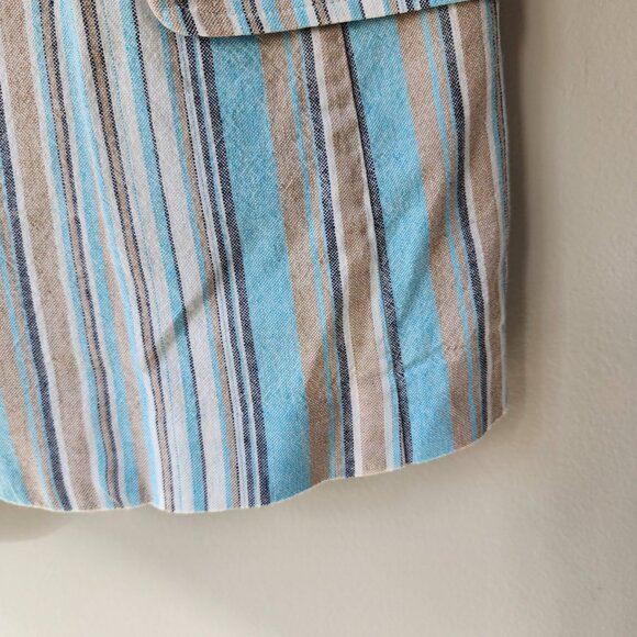Laurie Felt Stripe Crop Blazer Women Size 2 Blue Multicolor Pockets Linen NEW - Picture 6 of 10